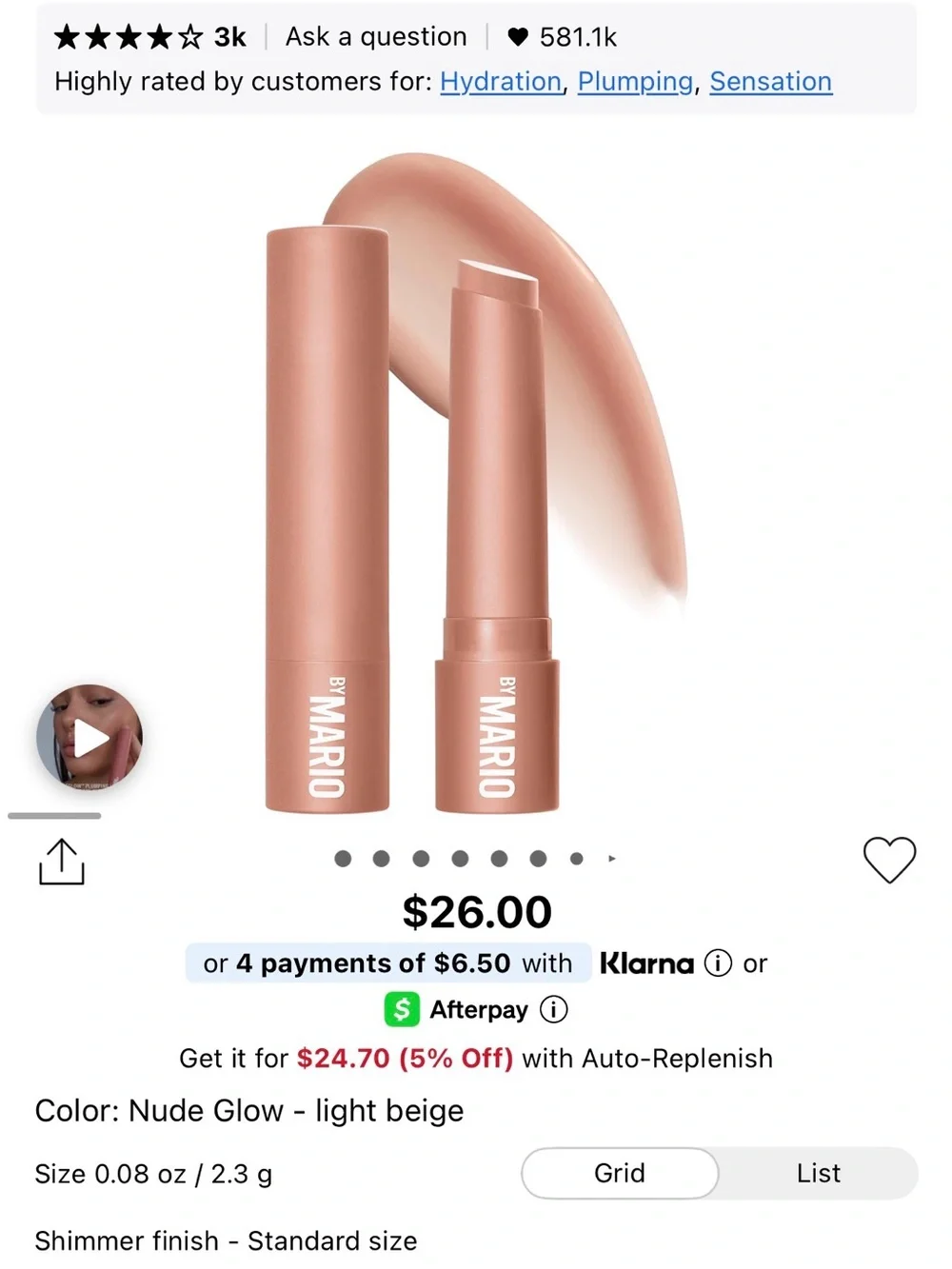 Makeup By Mario Plumping Lip Balm in nude glow